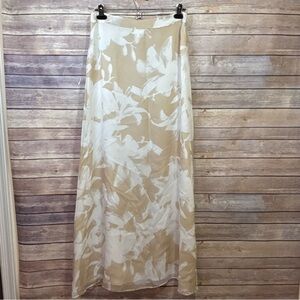 Socapri 100% Silk Maxi Skirt - Brown White Floral - size 46 Italian (10 us)